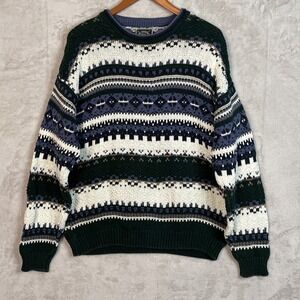 Vintage Lake Harmony‎ Chunky Knit Sweater XL L Grandpa Nordic Fair Isle USA 90s